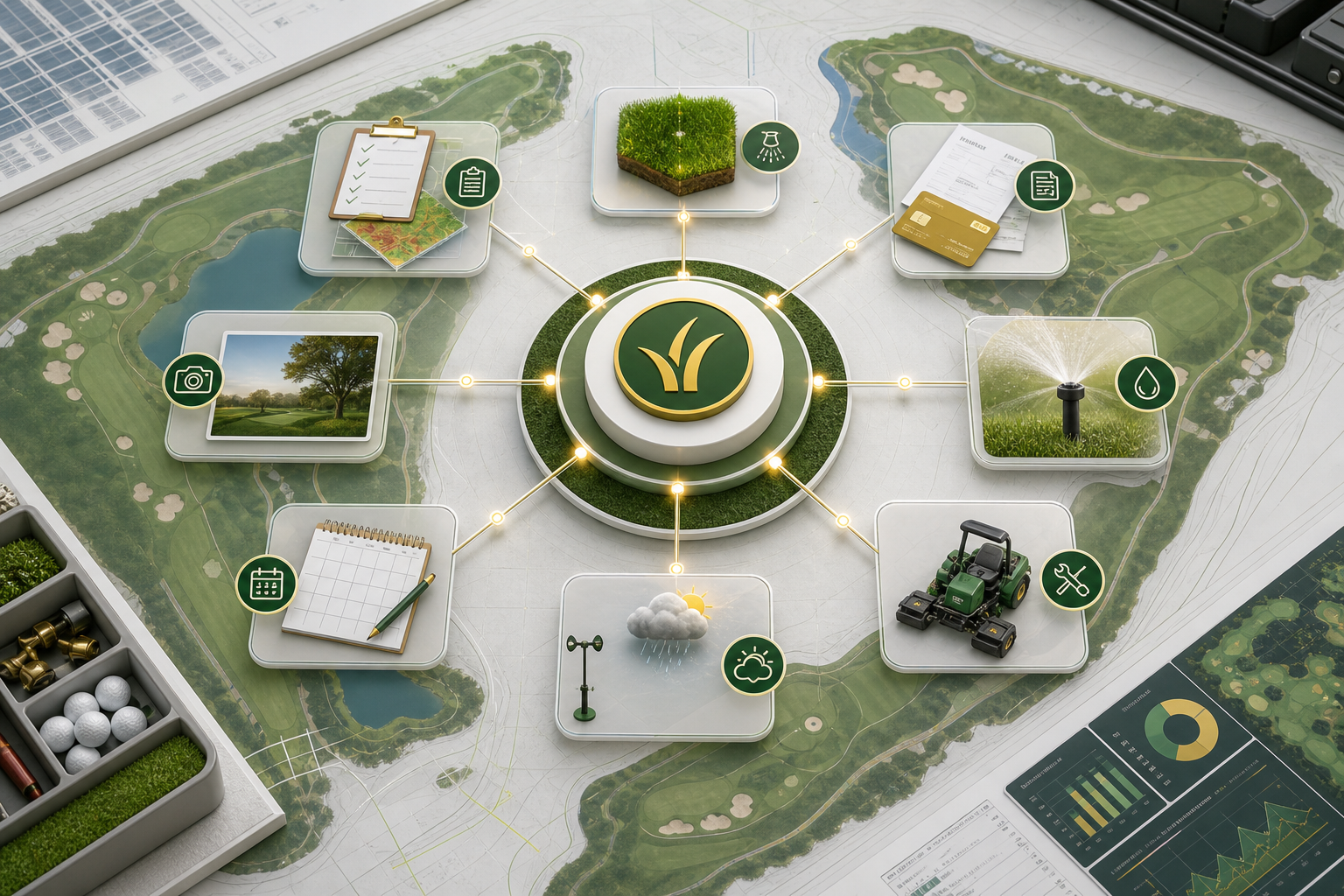 Generated visual showing connected golf course operations